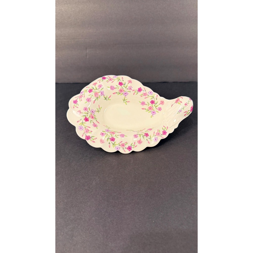 Vintage W.S. George Bolero Shell Shaped Relish Dish Spoon Rest Morning Glory